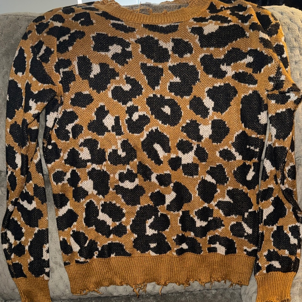 Leopard Print Sweater - Brown and Black
